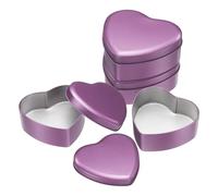 sourcing map 4Pcs Heart Shaped Metal Tins Box, Empty Candy Jars with Lids, Favors Storage Containers for Valentine's Day Candles Wedding Parties Cookies Gifts, Light Purple (12.5x11.5x4.5cm)