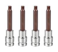 sourcing map 4Pcs Hex Bit Socket 1/2" Drive H7 S2 Steel Hexagonal Head Long Screwdriver Drill Bits CR-V Steel Socket Adapter for Home Auto Axle Hex Nuts Bolts Repair