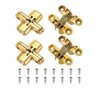 sourcing map 4Pcs Hidden Cabinet Door Hinges, 1.65" x 0.45" 180 Degree Cross Concealed Hinge for Wooden Box Invisible Door, Gold
