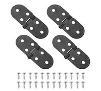 sourcing map 4Pcs Hidden Folding Table Hinges, 3.15" x 1.22" Iron Flat Hinge, 180 Degree Furniture Hinges for Wood Table Kitchen Cabinet Door, Black