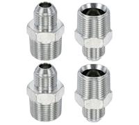 sourcing map 4Pcs Hydraulic Hose Adapter Fittings, 3/4" x 16 UNF JIC 37° Flare Male x 3/4" x 14 NPT Male Carbon Steel Hydraulic Hose Straight Tube Connector, Dash Size 8