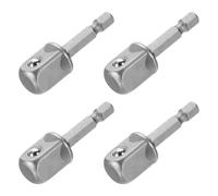 sourcing map 4pcs Impact Socket Adapter 1/2" Square Drive 1/4" Hex Shank 2" Long Extension Bit for Axle Nut Driver Drill Socket Sets