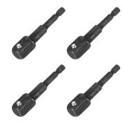 sourcing map 4pcs Impact Socket Adapter 1/2" Square Drive 1/4" Hex Shank 3" Long Extension Bit for Axle Nut Driver Drill Socket Sets, Black