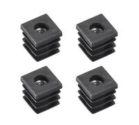 sourcing map 4Pcs Inserts for Square Tubes with M6-1.0mm Thread, for 0.63"x0.63" OD Square Tube, Black Plastic Plug Caster Insert Chair End Caps Furniture