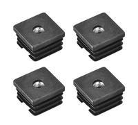 sourcing map 4Pcs Inserts for Square Tubes with M8-1.25mm Thread, for 1.38"x1.38" OD Square Tube, Black Plastic Plug Caster Insert Chair End Caps Furniture