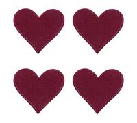 sourcing map 4Pcs Iron on Heart Patches, Sew on Small Heart Embroidered Patches, Decorative Repair Patch Applique for DIY Crafts Backpacks Bags Hats Clothes, 70mm Wine Red