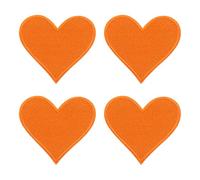 sourcing map 4Pcs Iron on Heart Patches, Sew on Small Heart Embroidered Patches, Decorative Repair Patch Applique for DIY Crafts Backpacks Bags Hats Clothes, 70mm Orange