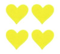 sourcing map 4Pcs Iron on Heart Patches, Sew on Small Heart Embroidered Patches, Decorative Repair Patch Applique for DIY Crafts Backpacks Bags Hats Clothes, 70mm Light Yellow