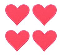 sourcing map 4Pcs Iron on Heart Patches, Sew on Small Heart Embroidered Patches, Decorative Repair Patch Applique for DIY Crafts Backpacks Bags Hats Clothes, 70mm Dark Pink