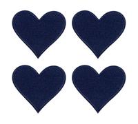 sourcing map 4Pcs Iron on Heart Patches, Sew on Small Heart Embroidered Patches, Decorative Repair Patch Applique for DIY Crafts Backpacks Bags Hats Clothes, 70mm Dark Blue