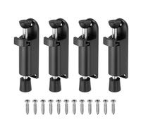 sourcing map 4Pcs Kickdown Door Stop, Zinc Alloy Spring Loaded Telescopic Step On/Off Adjustable Heavy Duty Foot-Operated Door Stop Holder for Ground Gap 0-25mm, Black