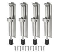 sourcing map 4Pcs Kickdown Door Stop, Zinc Alloy Spring Loaded Telescopic Step On/Off Adjustable Heavy Duty Foot-Operated Door Stop Holder for Ground Gap 0-45mm, Silver