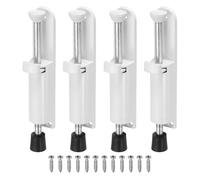 sourcing map 4Pcs Kickdown Door Stop, Zinc Alloy Spring Loaded Telescopic Step On/Off Adjustable Heavy Duty Foot-Operated Door Stop Holder for Ground Gap 0-45mm, White