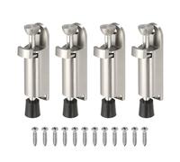 sourcing map 4Pcs Kickdown Door Stop, Zinc Alloy Spring Loaded Telescopic Step On/Off Adjustable Heavy Duty Foot-Operated Door Stop Holder for Ground Gap 0-25mm, Silver