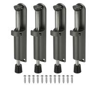 sourcing map 4Pcs Kickdown Door Stop, Zinc Alloy Spring Loaded Telescopic Step On/Off Adjustable Heavy Duty Foot-Operated Door Stop Holder for Ground Gap 0-45mm, Gray
