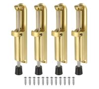 sourcing map 4Pcs Kickdown Door Stop, Zinc Alloy Spring Loaded Telescopic Step On/Off Adjustable Heavy Duty Foot-Operated Door Stop Holder for Ground Gap 0-45mm, Gold