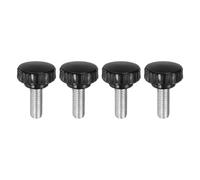 sourcing map 4pcs Knurled Clamping Knobs M10 x 25mm Metric Zinc Plated Carbon Steel Male Thread Thumb Screw on Type 30mm Plastic Round Head Threaded Hand Bolt Stud Knobs Black