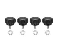 sourcing map 4Pcs Knurled Clamping Knobs, M5 x 10mm Metric 304 Stainless Steel Male Thread Thumb Screws 25mm Width Knurled Handle Bolts Grip with Washers for Machine Umbrella Base Replacement