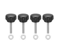 sourcing map 4Pcs Knurled Clamping Knobs, M5 x 30mm Metric 304 Stainless Steel Male Thread Thumb Screws 25mm Width Knurled Handle Bolts Grip with Washers for Machine Umbrella Base Replacement