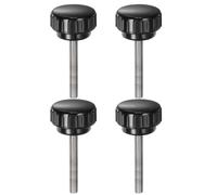 sourcing map 4pcs Knurled Clamping Knobs M5 x 45mm Metric 304 Stainless Steel Male Thread Thumb Screw on Type 25mm Plastic Round Head Threaded Hand Bolt Stud Knobs Black