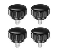 sourcing map 4pcs Knurled Clamping Knobs M6 x 10mm Metric Zinc Plated Carbon Steel Male Thread Thumb Screw on Type 30mm Plastic Round Head Threaded Hand Bolt Stud Knobs Black