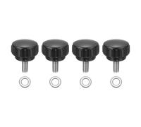 sourcing map 4Pcs Knurled Clamping Knobs, M6 x 12mm Metric 304 Stainless Steel Male Thread Thumb Screws 25mm Width Knurled Handle Bolts Grip with Washers for Machine Umbrella Base Replacement