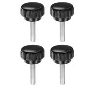 sourcing map 4pcs Knurled Clamping Knobs M6 x 20mm Metric Zinc Plated Carbon Steel Male Thread Thumb Screw on Type 30mm Plastic Round Head Threaded Hand Bolt Stud Knobs Black