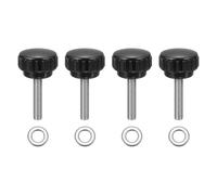 sourcing map 4Pcs Knurled Clamping Knobs, M6 x 30mm Metric 304 Stainless Steel Male Thread Thumb Screws 25mm Width Knurled Handle Bolts Grip with Washers for Machine Umbrella Base Replacement