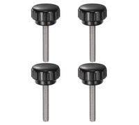 sourcing map 4pcs Knurled Clamping Knobs M6 x 35mm Metric 304 Stainless Steel Male Thread Thumb Screw on Type 25mm Plastic Round Head Threaded Hand Bolt Stud Knobs Black