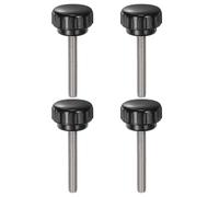sourcing map 4pcs Knurled Clamping Knobs M6 x 40mm Metric 304 Stainless Steel Male Thread Thumb Screw on Type 25mm Plastic Round Head Threaded Hand Bolt Stud Knobs Black