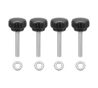 sourcing map 4Pcs Knurled Clamping Knobs, M6 x 40mm Metric 304 Stainless Steel Male Thread Thumb Screws 25mm Width Knurled Handle Bolts Grip with Washers for Machine Umbrella Base Replacement
