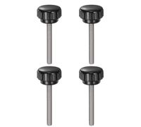 sourcing map 4pcs Knurled Clamping Knobs M6 x 45mm Metric 304 Stainless Steel Male Thread Thumb Screw on Type 25mm Plastic Round Head Threaded Hand Bolt Stud Knobs Black
