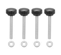 sourcing map 4Pcs Knurled Clamping Knobs, M6 x 50mm Metric 304 Stainless Steel Male Thread Thumb Screws 22mm Width Knurled Handle Bolts Grip with Washers for Machine Umbrella Base Replacement