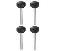 sourcing map 4pcs Knurled Clamping Knobs M6 x 50mm Metric Zinc Plated Carbon Steel Male Thread Thumb Screw on Type 22mm Plastic Round Head Threaded Hand Bolt Stud Knobs Black