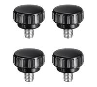 sourcing map 4pcs Knurled Clamping Knobs M8 x 10mm Metric 304 Stainless Steel Male Thread Thumb Screw on Type 25mm Plastic Round Head Threaded Hand Bolt Stud Knobs Black