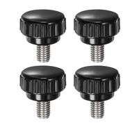 sourcing map 4pcs Knurled Clamping Knobs M8 x 12mm Metric 304 Stainless Steel Male Thread Thumb Screw on Type 25mm Plastic Round Head Threaded Hand Bolt Stud Knobs Black