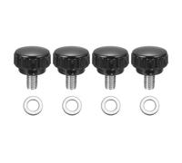 sourcing map 4Pcs Knurled Clamping Knobs, M8 x 12mm Metric 304 Stainless Steel Male Thread Thumb Screws 25mm Width Knurled Handle Bolts Grip with Washers for Machine Umbrella Base Replacement