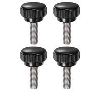 sourcing map 4pcs Knurled Clamping Knobs M8 x 25mm Metric 304 Stainless Steel Male Thread Thumb Screw on Type 25mm Plastic Round Head Threaded Hand Bolt Stud Knobs Black