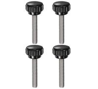 sourcing map 4pcs Knurled Clamping Knobs M8 x 45mm Metric 304 Stainless Steel Male Thread Thumb Screw on Type 25mm Plastic Round Head Threaded Hand Bolt Stud Knobs Black