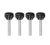 sourcing map 4pcs Knurled Clamping Knobs M8 x 50mm Metric Zinc Plated Carbon Steel Male Thread Thumb Screw on Type 30mm Plastic Round Head Threaded Hand Bolt Stud Knobs Black