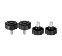 sourcing map 4pcs Knurled Clamping Knobs Thumb Screws M10 x 16mm Metric Male Thread 38mm Plastic Round Head Carbon Steel Stud Threaded Knob Thumbscrew Handle Hand Tightening Screw, Black
