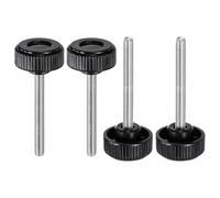 sourcing map 4pcs Knurled Clamping Knobs Thumb Screws M8 x 70mm Metric Male Thread 38mm Plastic Round Head Carbon Steel Stud Threaded Knob Thumbscrew Handle Hand Tightening Screw, Black