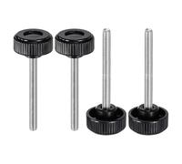 sourcing map 4pcs Knurled Clamping Knobs Thumb Screws M8 x 80mm Metric Male Thread 38mm Plastic Round Head Carbon Steel Stud Threaded Knob Thumbscrew Handle Hand Tightening Screw, Black