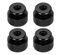 sourcing map 4pcs Knurled Thumb Nut, M3.5 12mm OD 10mm Height 6061 Anodized Aluminium Alloy Hand Screw Nut, Metal Chassis Screw for Machinery, DIY Assembly, Electronics, Bright Black