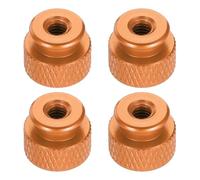 sourcing map 4pcs Knurled Thumb Nut, M4 12mm OD 10mm Height 6061 Anodized Aluminium Alloy Hand Screw Nut, Metal Chassis Screw for Machinery, DIY Assembly, Electronics, Dark Orange