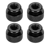 sourcing map 4pcs Knurled Thumb Nut, M5 12mm OD 10mm Height 6061 Anodized Aluminium Alloy Hand Screw Nut, Metal Chassis Screw for Machinery, DIY Assembly, Electronics, Bright Black
