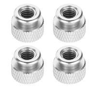 sourcing map 4pcs Knurled Thumb Nut, M6 12mm OD 10mm Height 6061 Anodized Aluminium Alloy Hand Screw Nut, Metal Chassis Screw for Machinery, DIY Assembly, Electronics, Bright Silver