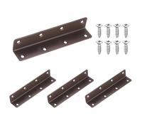 sourcing map 4Pcs L Brackets, Stainless Steel Corner Braces 90 Degree Angle Brackets with Screws for Wood Shelf Table Chair Cabinets Bookshelf (5.51"x0.98"x0.98", Bronze)