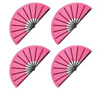 sourcing map 4Pcs Large Folding Hand Rave Fan, Decorative Handheld Folding Hand Clacking Fan for Line Dancing Festival Party Performance Decoration, Black/Rose Red