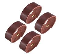 sourcing map 4Pcs Leather Belt Loop Keepers, 11.5cm Outer Girth Belt Strap Ring Buckle for DIY Craft Bag Belt Fixing (Red Brown)